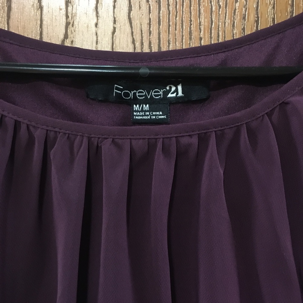 Plum chiffon forever21 dress with tank sleeves